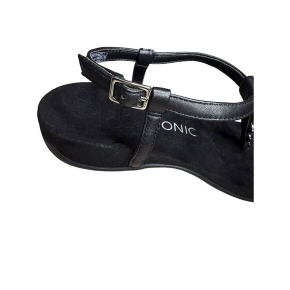 Vionic Women’s 7 Miami T-Strap Sandals Black Silver Comfort - Picture 5 of 8